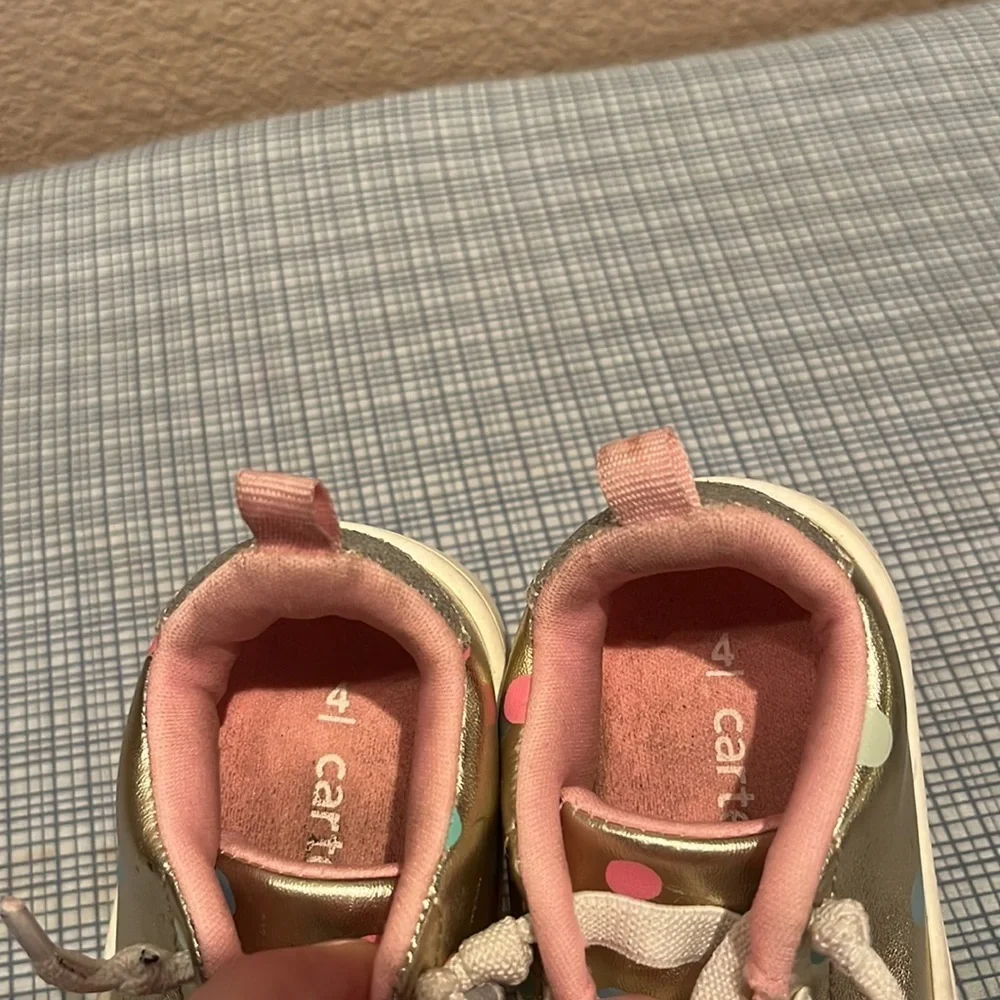 Carter’s Gold Polka Dot Baby Sneakers Size 4